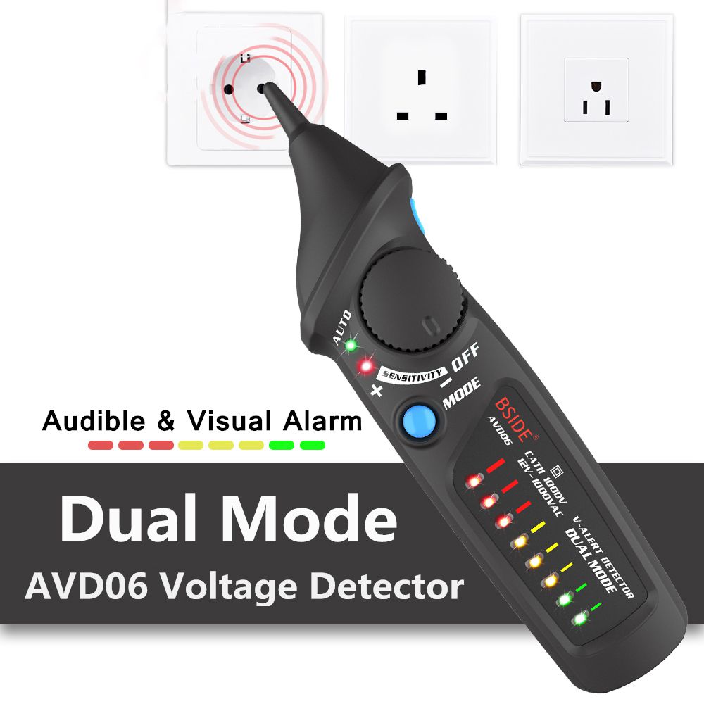 BSIDE AVD06 Dual Mode Nicht-Kontakt Spannungsdetektor AC 12-1000V Auto/Manual NCV Tester Live Wire Check Sensitivity Adjustable