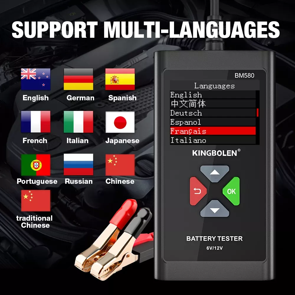 BM580 Batterie Tester 12V 6V Auto Batterie Ladegerät Werkzeuge Start-Up Circut Lade Test Automotive Analyzer PK KW650 KW208