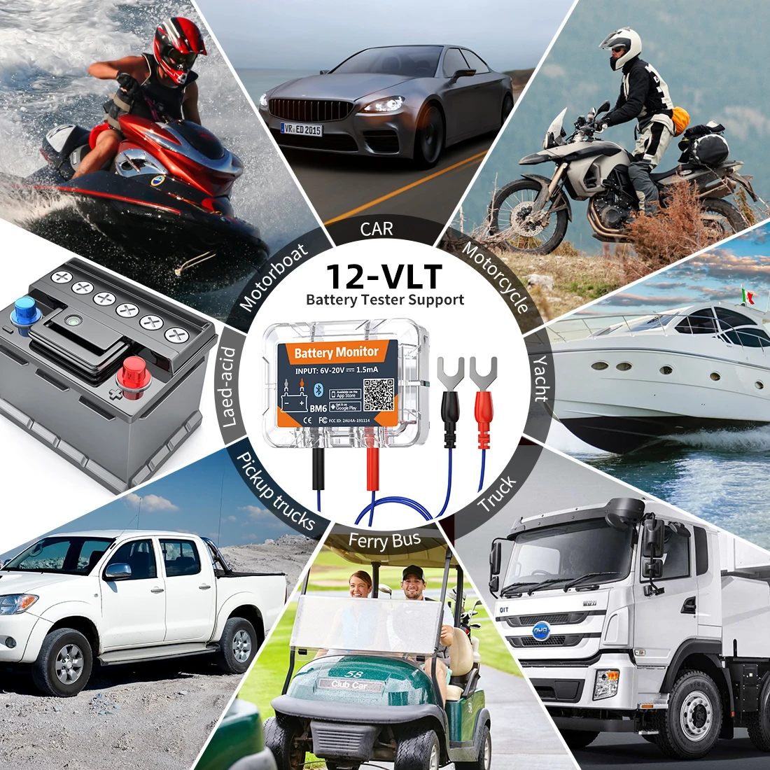 2025 BM6 12V Wireless Bluetooth Car Battery Monitor - iOS & Android APP-Enabled Health Check Tester for Automotive Professionals & Car Owners