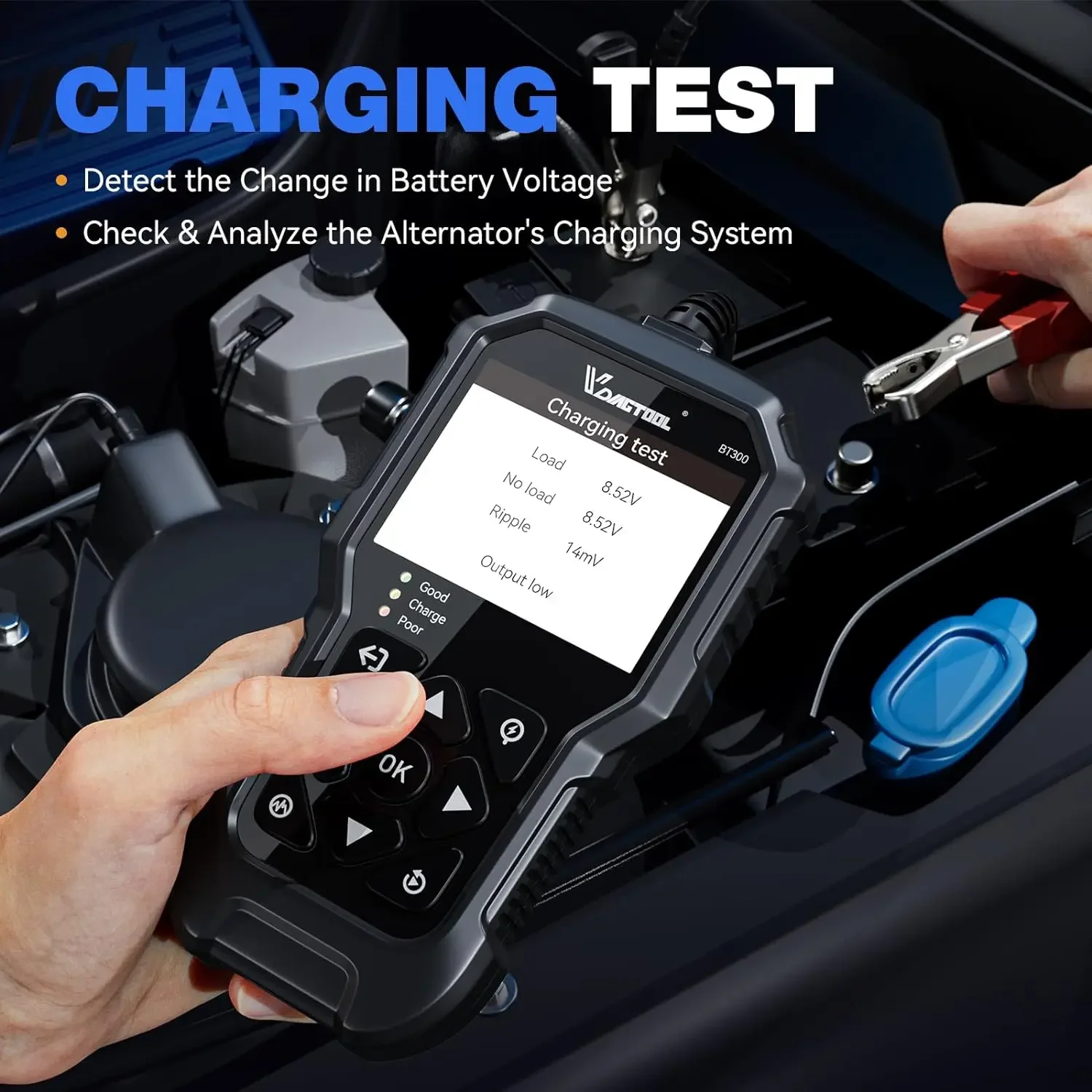 VDIAGTOOL BT300 Auto Batterie Tester Automobil Diagnostik Laden Kurbel Test LED Licht Wellenform Wiedergabe Drucken für 6V 12V Auto