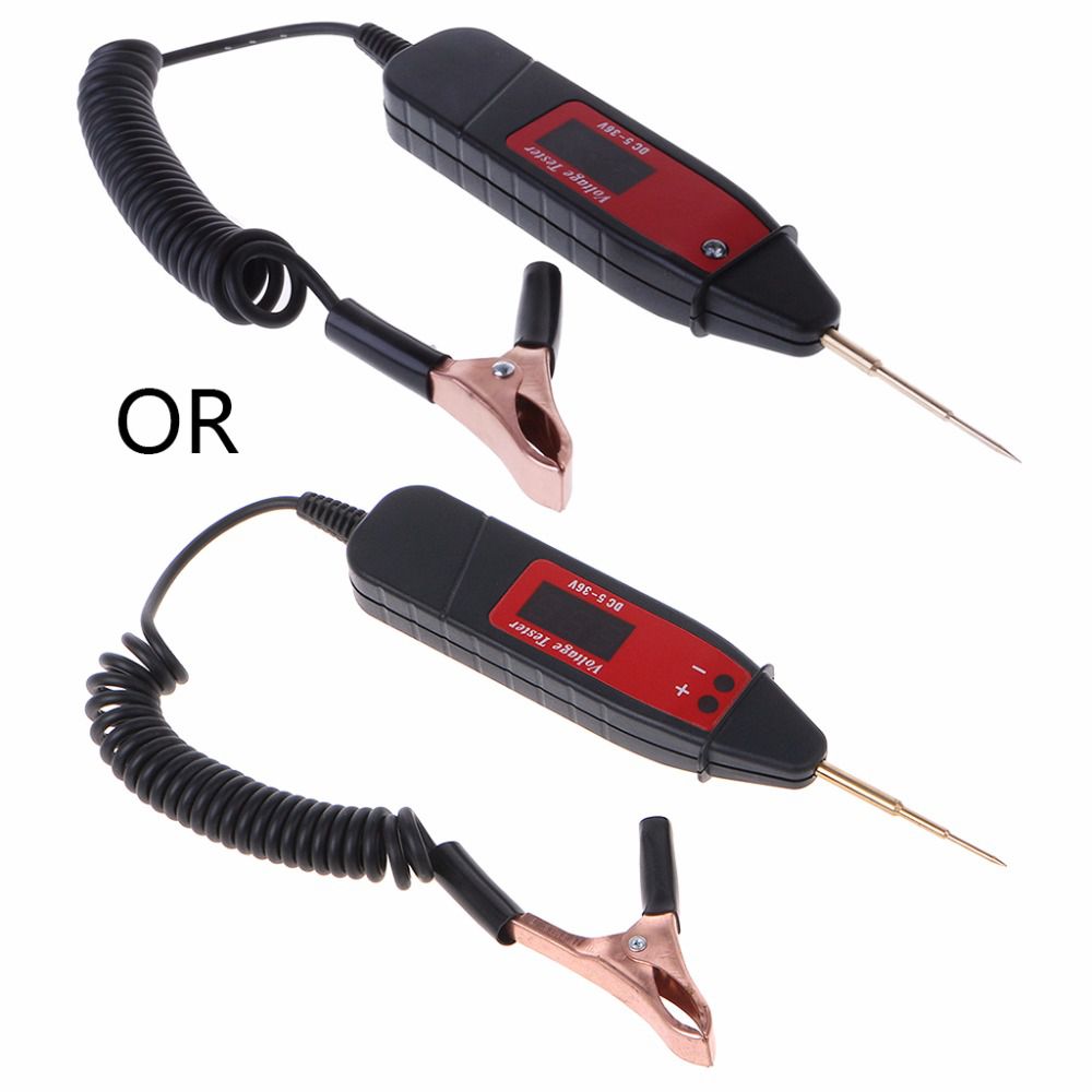 1.65m Spring Line Car Digital LCD Electric Voltage Test Pen Probe Detector Tester With LED Light for Auto Testing Tool Nov-29A