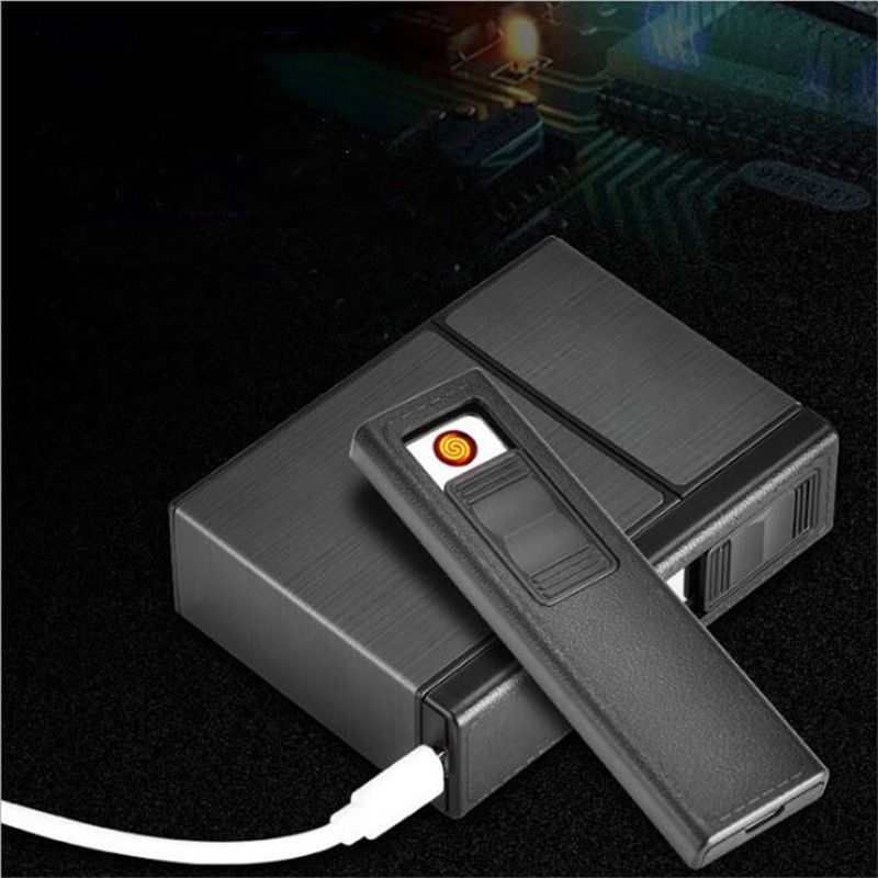 CC035A Brand New Detachable Metal Cigarette Case mit USB Rechargeable Eletronic Lighter