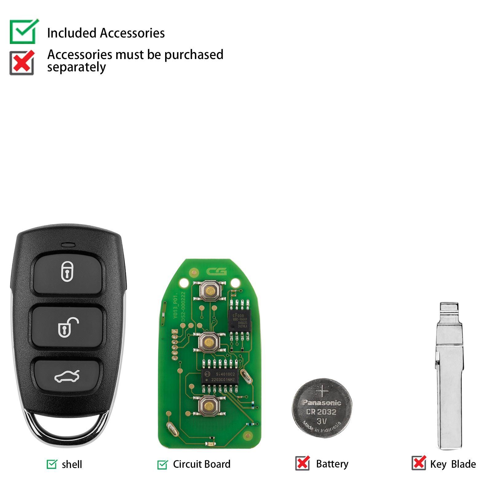 CG A20-3+1 KI.Y(Separate.3+1) Wire Remote Key Used with CGDI K2 Programmer 5pcs/lot