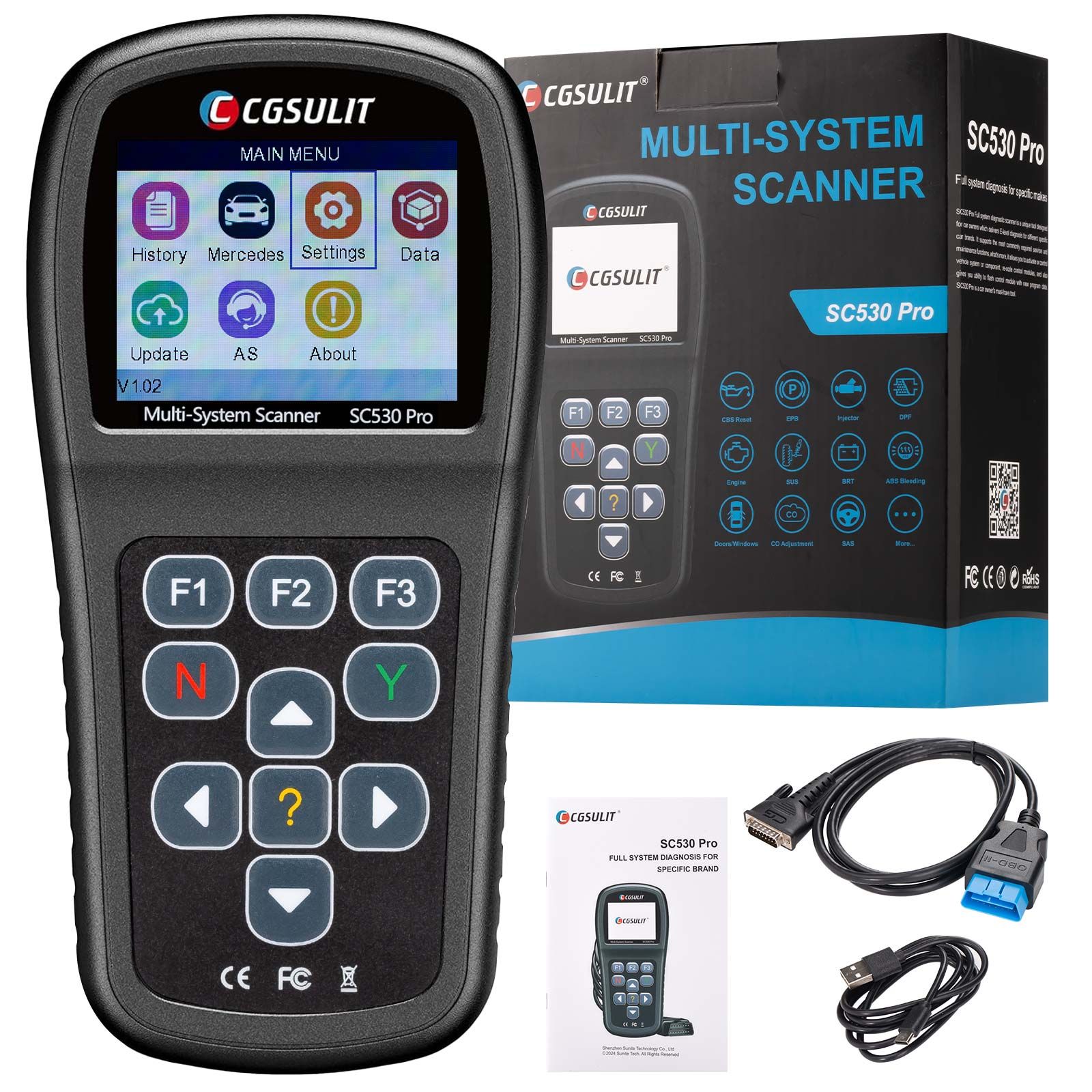 2025 CGSULIT SC530 Pro for BENZ Full System Diagnosis OBD2 Scanner Bi-directional Scan Tool