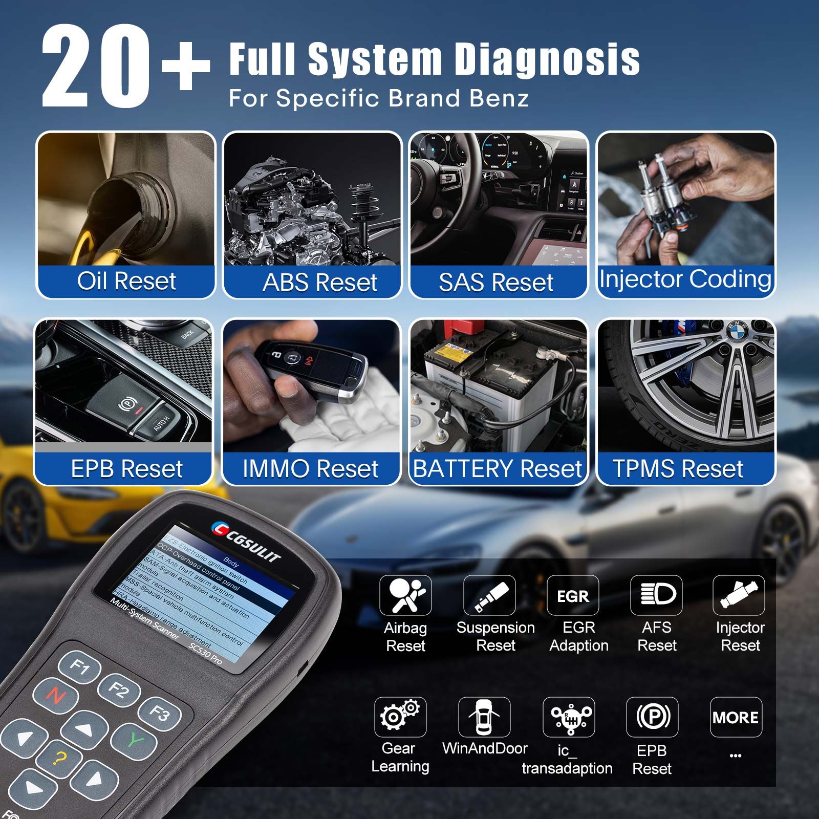 2025 CGSULIT SC530 Pro for BENZ Full System Diagnosis OBD2 Scanner Bi-directional Scan Tool