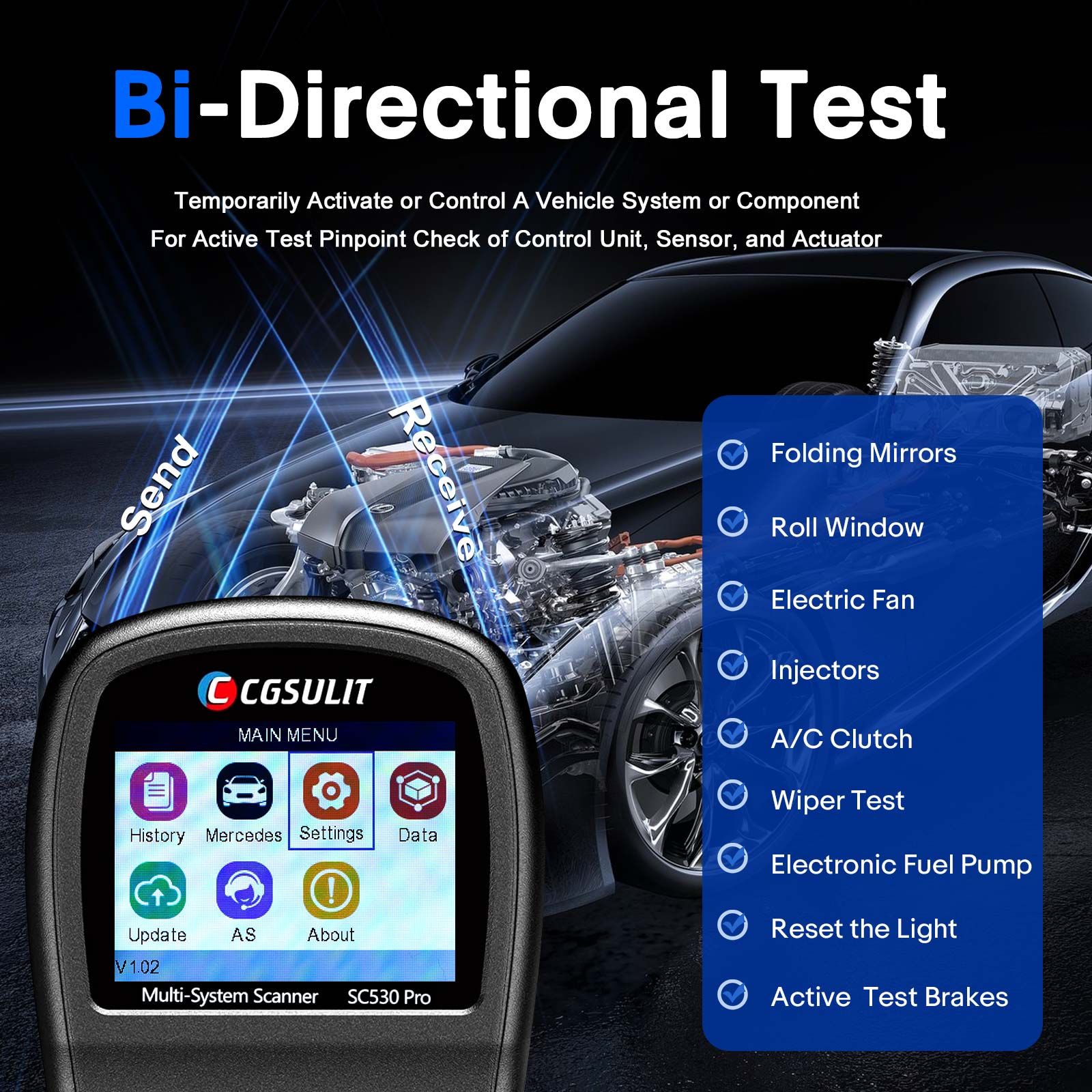 2025 CGSULIT SC530 Pro for BENZ Full System Diagnosis OBD2 Scanner Bi-directional Scan Tool