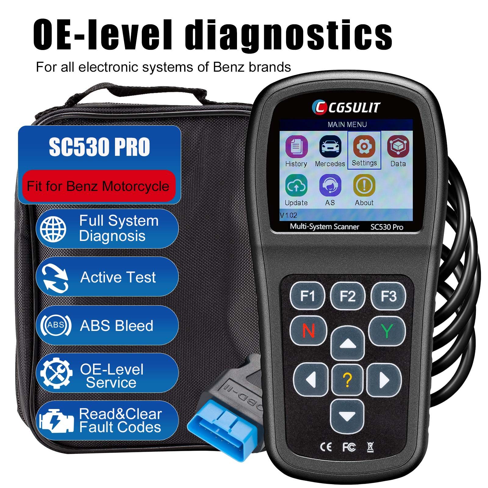2025 CGSULIT SC530 Pro for BENZ Full System Diagnosis OBD2 Scanner Bi-directional Scan Tool