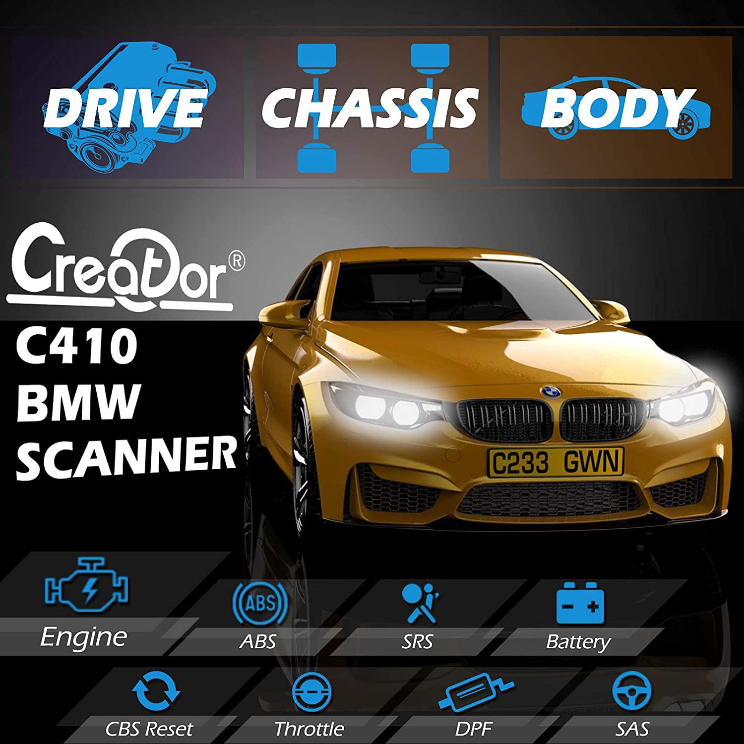 Schöpfer C410 Professional OBD2 Scanner Code Reader für BMW Mini Cooper Scan Tool Multi-System Diagnose Scan Tool mit ABS