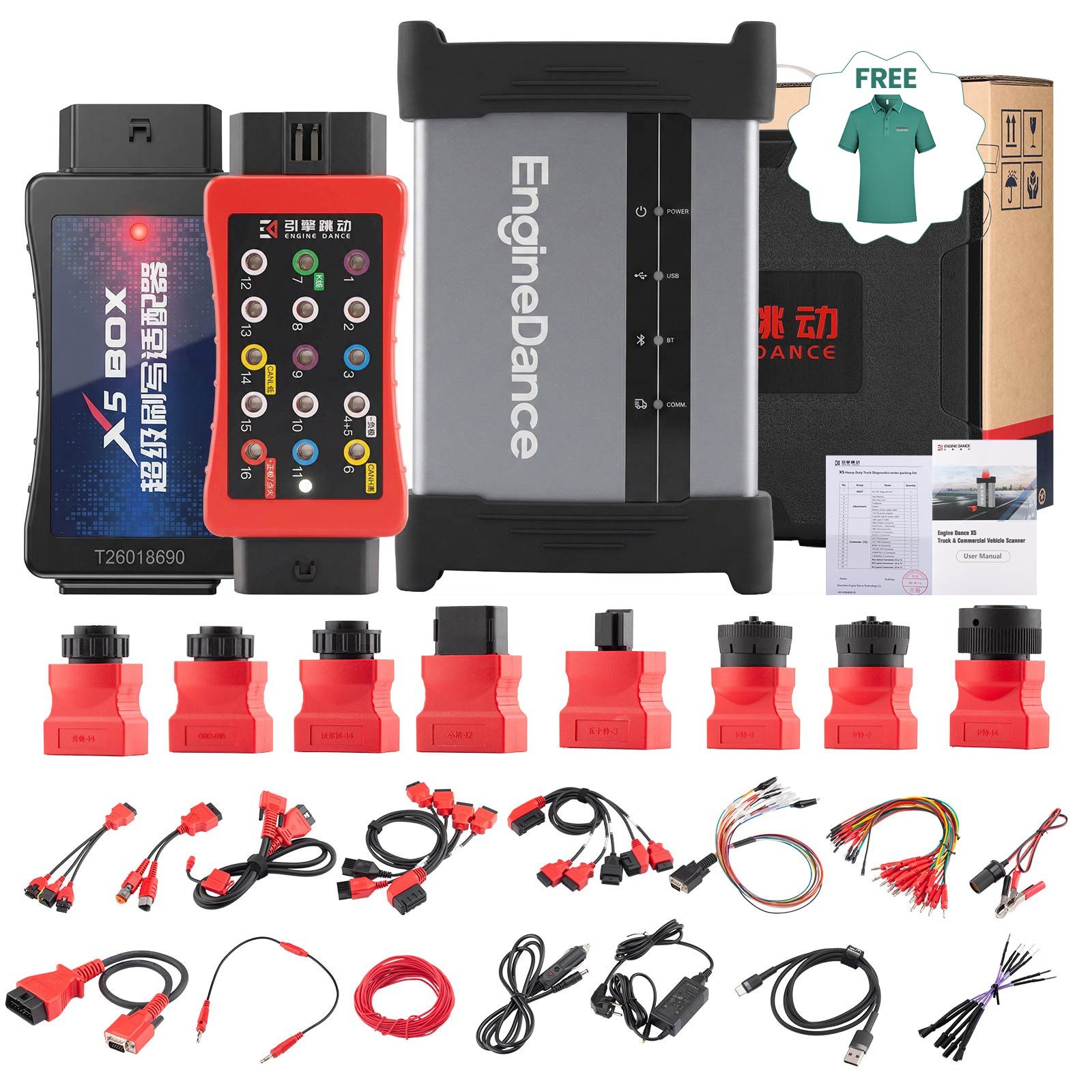 2026 EngineDance X5 2-in-1 ECU-Programmierung und Lkw-Diagnose mit X5 Box Full Configuration – Gratis MD1/MG1 BOOT-GLITCH Adapter