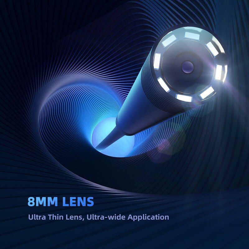 F130 WIFI Endoskop Kamera 8mm Objektive 8 LEDs HD1200P IP67 Wasserdicht Wireless Industrial Inspection Borescop für PC Android IOS