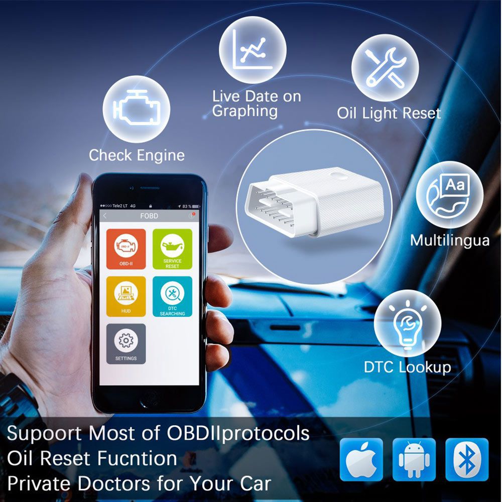 FCAR FVAG Scan Tool Full-System Diagnose Tool Full Function OBDII Scanner for Android & IOS Phone