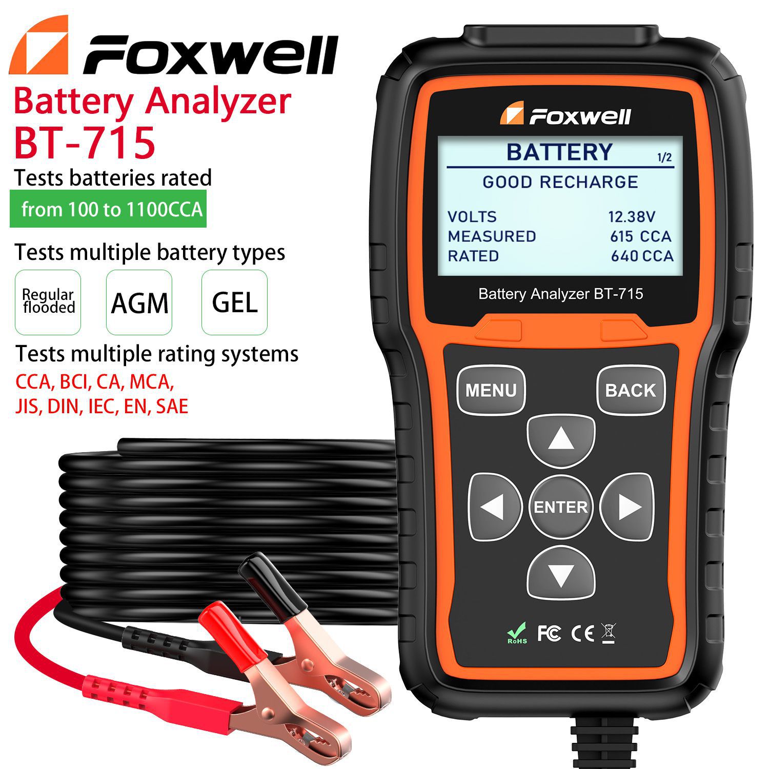 Foxwell BT-715 Battery Analyzer Support Multi-Language Ersatz Foxwell BT-705