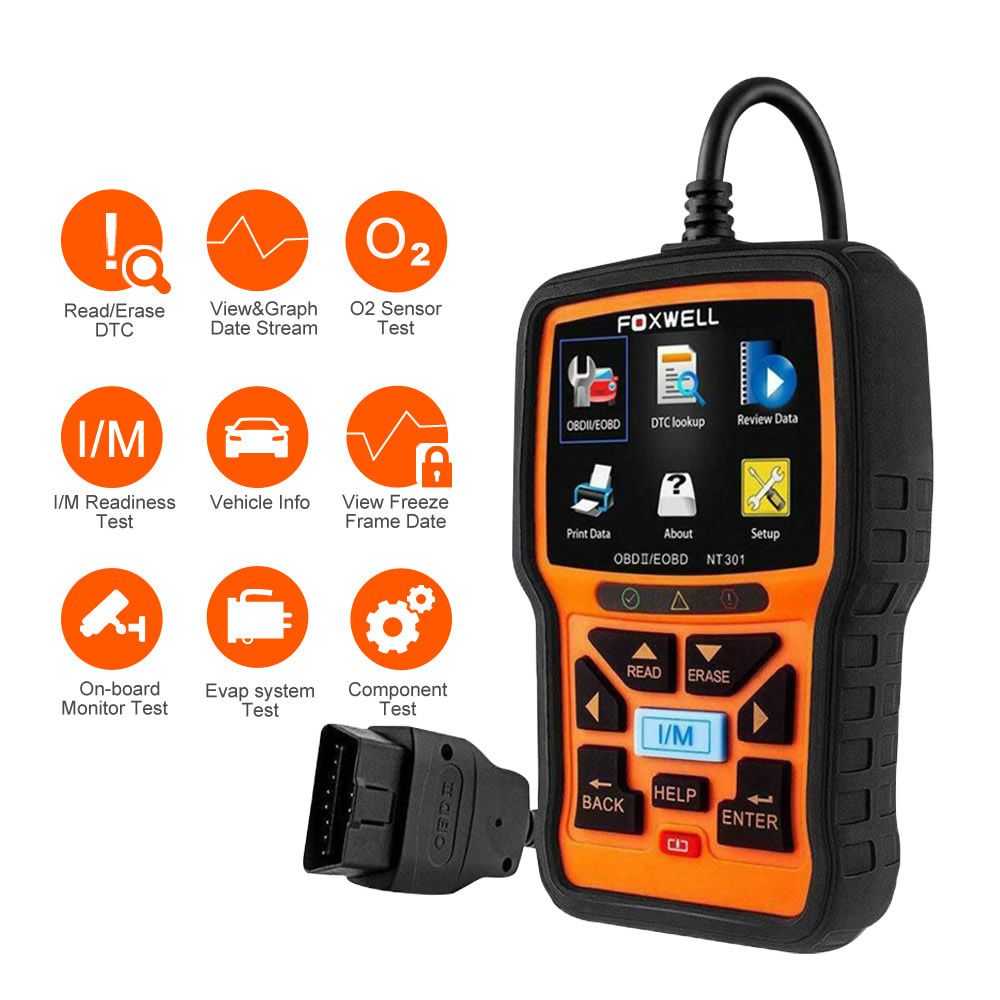 Foxwell NT301 CAN OBDII /EOBD Code Reader Support Multi -Sprachen