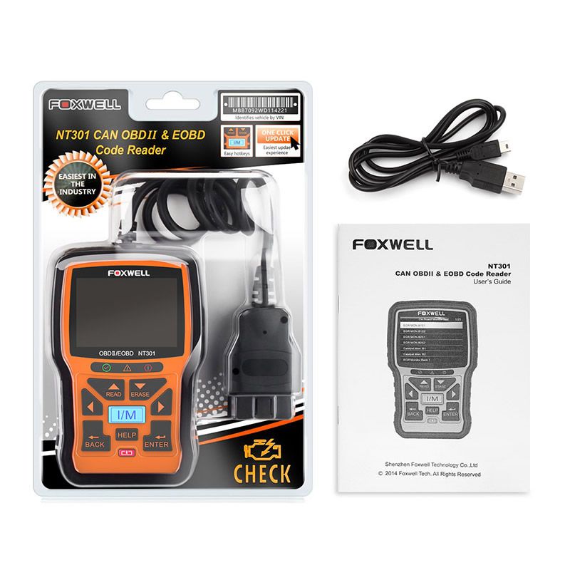 Foxwell NT301 CAN OBDII /EOBD Code Reader Support Multi -Sprachen