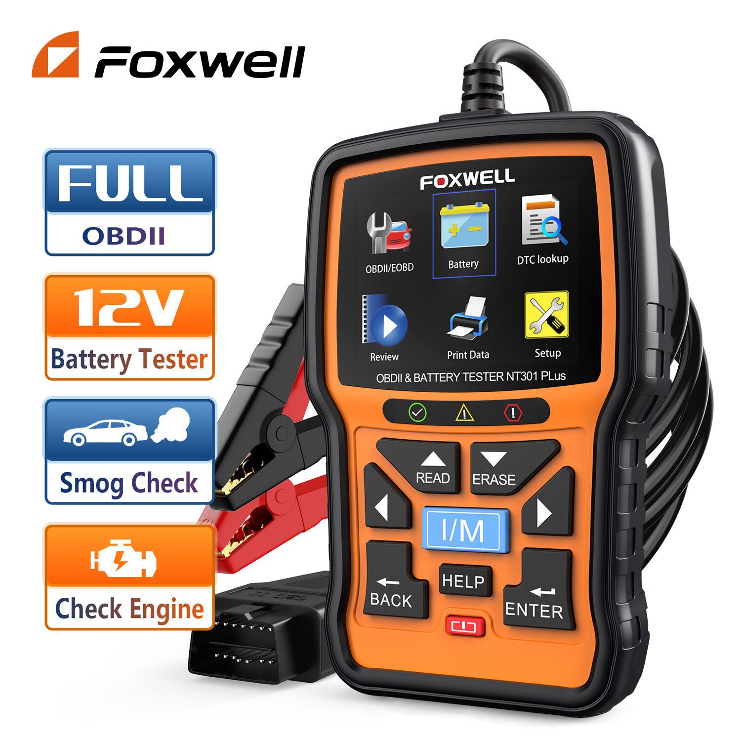 FOXWELL NT301 Plus OBD2 Scanner Batterie Tester 4 in 1 Code Reader Scan Tool Auto 12V Batterie Analyzer Diagnosewerkzeug PK NT301