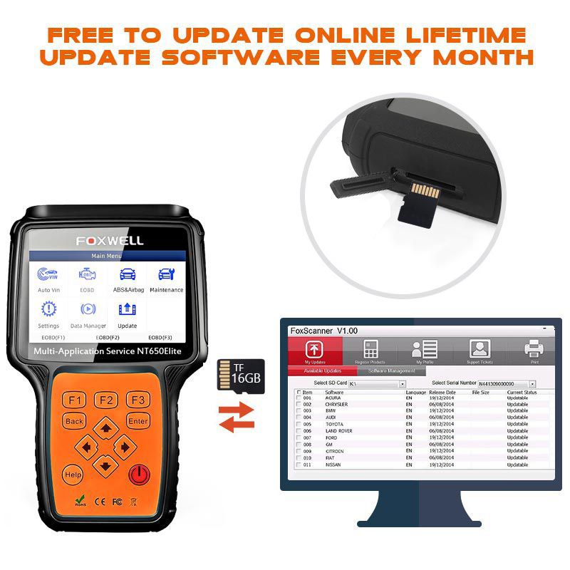 Foxwell NT650 Elite Multi-Application OBD Service Tool mit 11 Special Functions