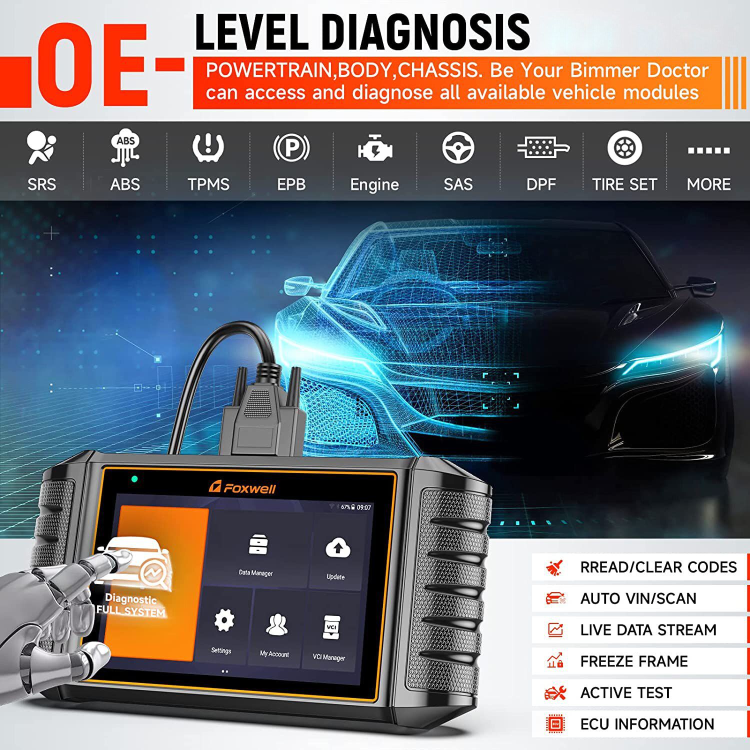 Foxwell NT710 Automotive OBD2 Code Reader Scanner Alle System Bidirektional Diagnostic Tool 30+ Zurücksetzen OBD2 Scanner Kostenlose Aktualisierung