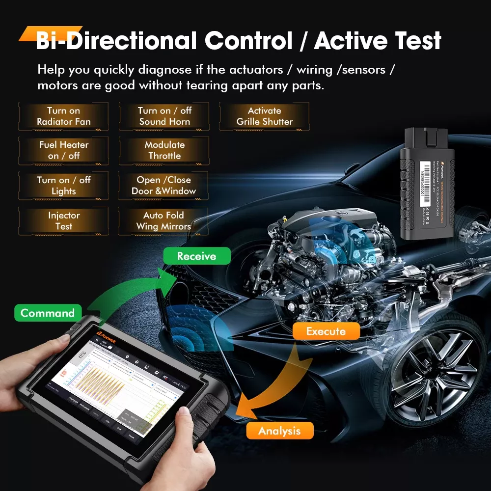 FOXWELL NT809BT OBD2 Bluetooth Kfz-Scanner Alle System BiDirectional Scan Tool 30+ Zurücksetzen OBD2 Code Reader Diagnosewerkzeug