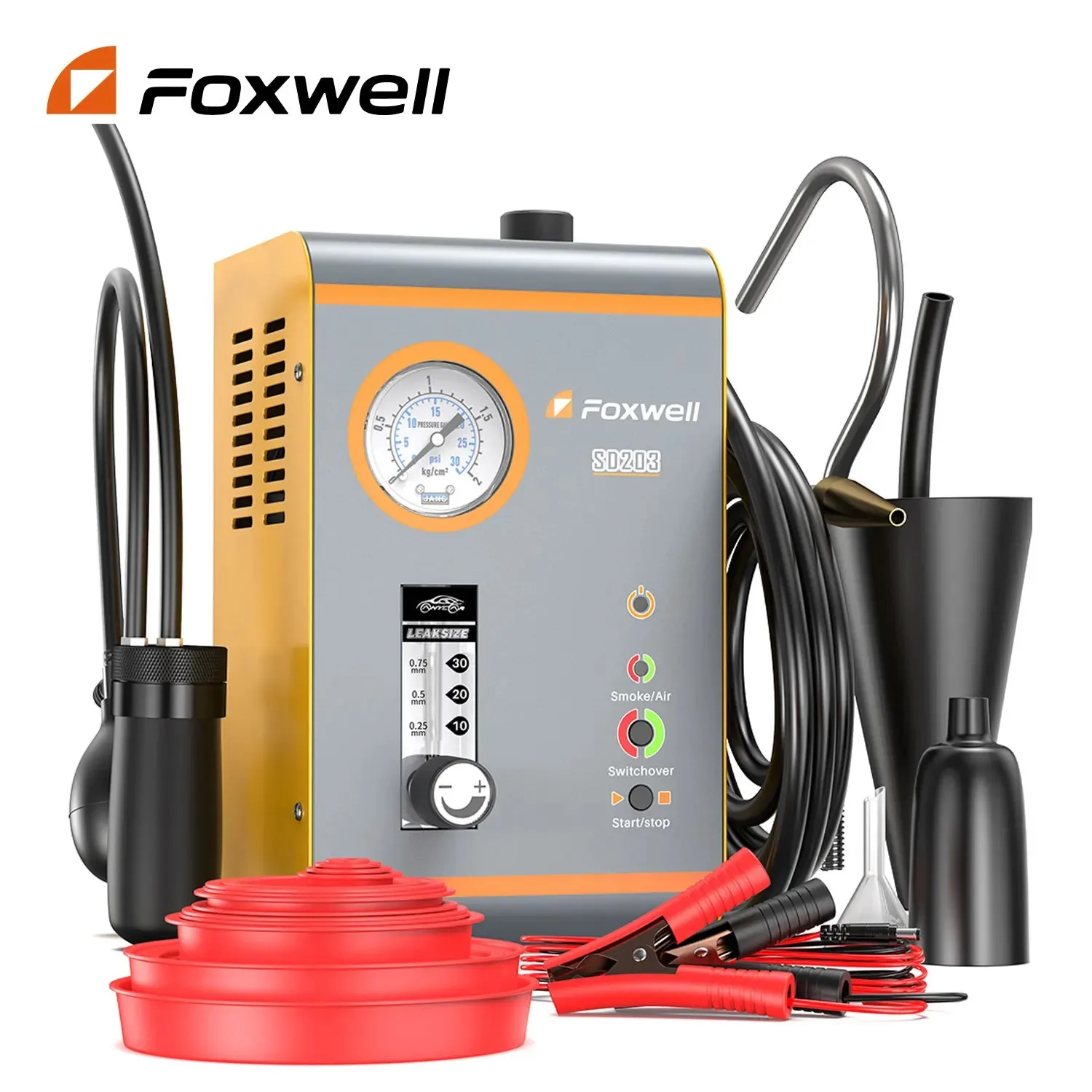 FOXWELL SD203 12V Car Smoke Leak Dector EVAP Vacuum Leak Detector Oil Pipe Leakage Locator Diagnostic Tools Built-in Air Pump