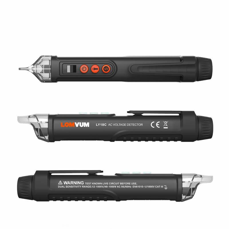 LOMVOM AC Spannung Elektrischer Kompakt Pen Current Testing Pencil Circuit Breaker Finder 12V/48V-1000V Spannungsempfindlichkeit Ein Log