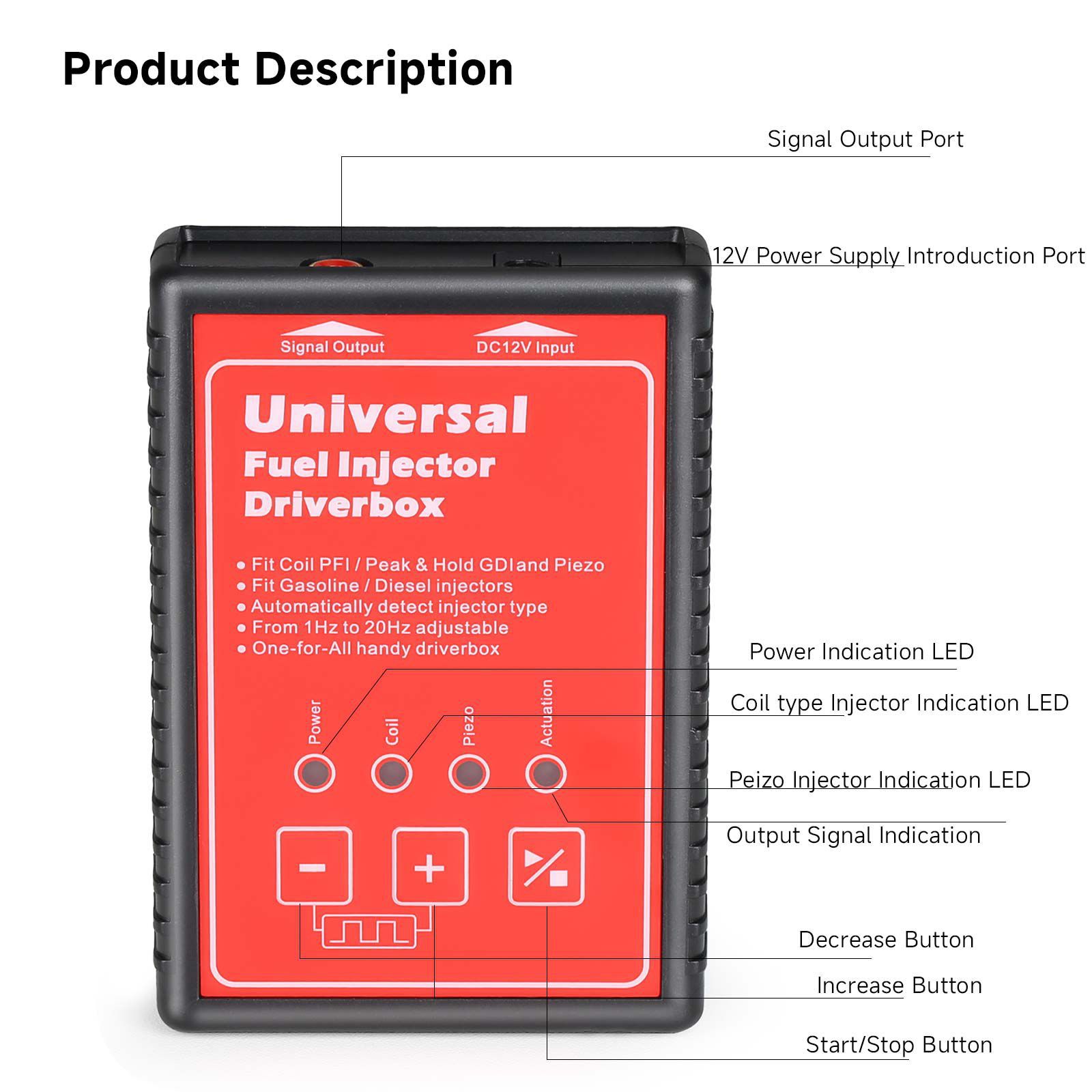 GD1 Universal Fuel Injector Drivebox Fit alle Arten von Injector Interface automatisch erkennen Injector Typ