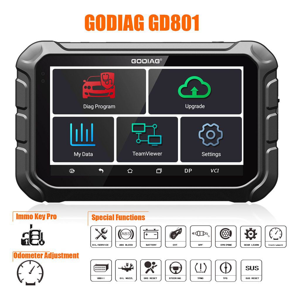 GODIAG GD801 Key Programmer Multi-language Support Mileage Correction ABS EPB TPMS EEPROM etc Get Free Gift Godiag GT100