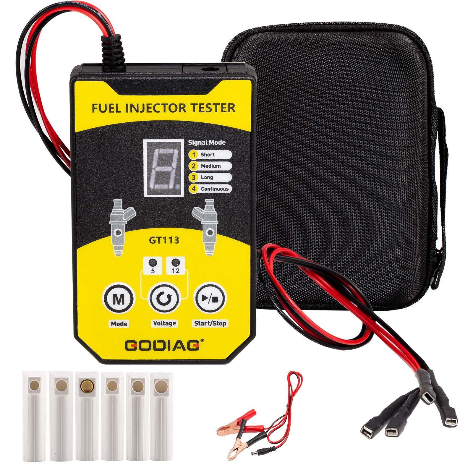 2025 GODIAG GT113 Universal Fuel Injector Tester & Cleaner Kit – 6 Adapter Sizes & 8 Pulse Modes for Cars, Motorcycles & Light-Duty Vehicles
