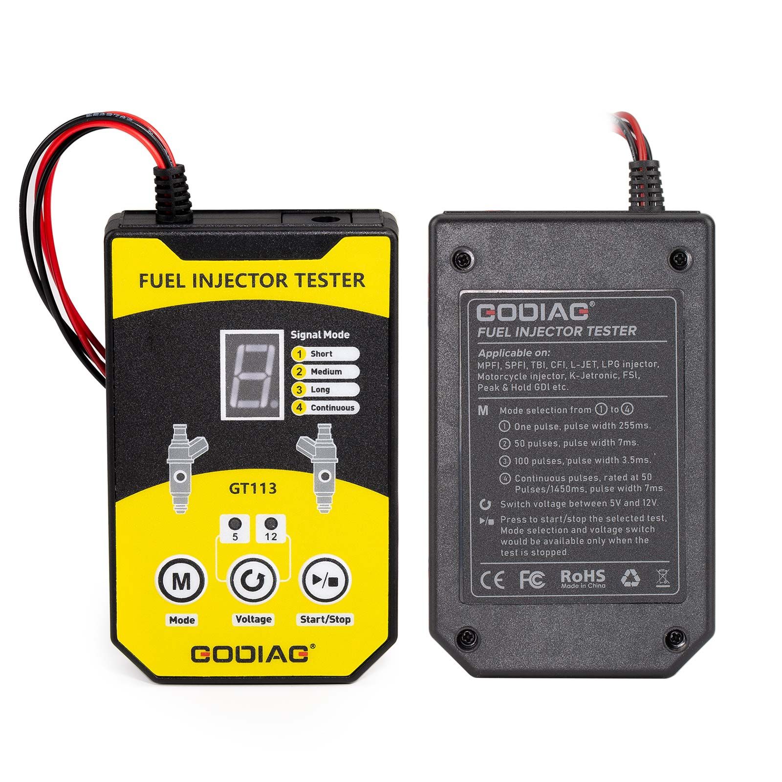 2025 GODIAG GT113 Universal Fuel Injector Tester & Cleaner Kit – 6 Adapter Sizes & 8 Pulse Modes for Cars, Motorcycles & Light-Duty Vehicles