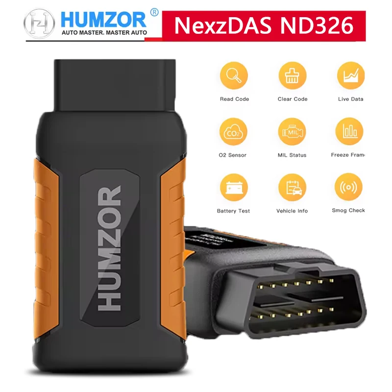 HUMZOR NexzDAS ND326 Car Diagnostic Tool Full System OBD2 Scanner Key Programmer Car Check Engine Code Reader TPMS EPB SAS Reset