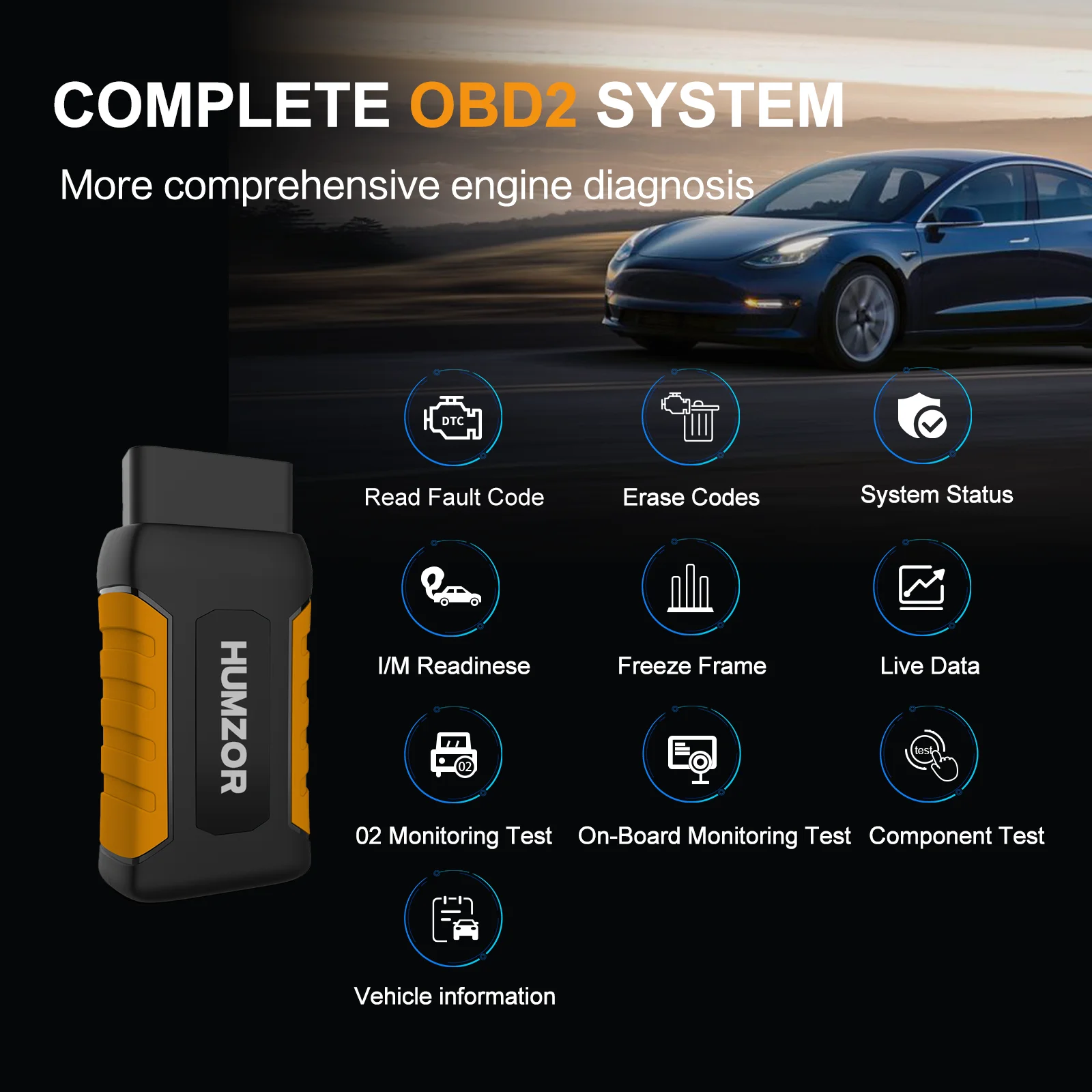 HUMZOR NexzDAS ND326 Car Diagnostic Tool Full System OBD2 Scanner Key Programmer Car Check Engine Code Reader TPMS EPB SAS Reset