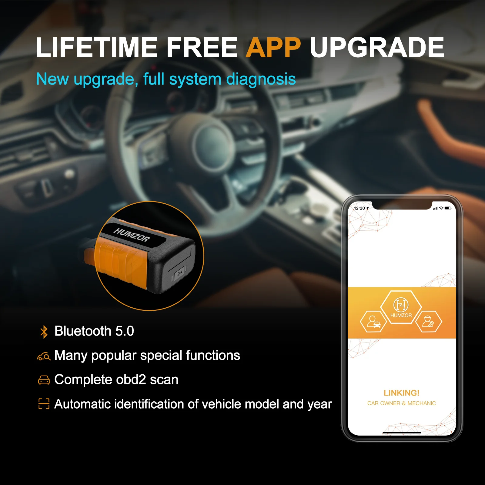 HUMZOR NexzDAS ND326 Car Diagnostic Tool Full System OBD2 Scanner Key Programmer Car Check Engine Code Reader TPMS EPB SAS Reset