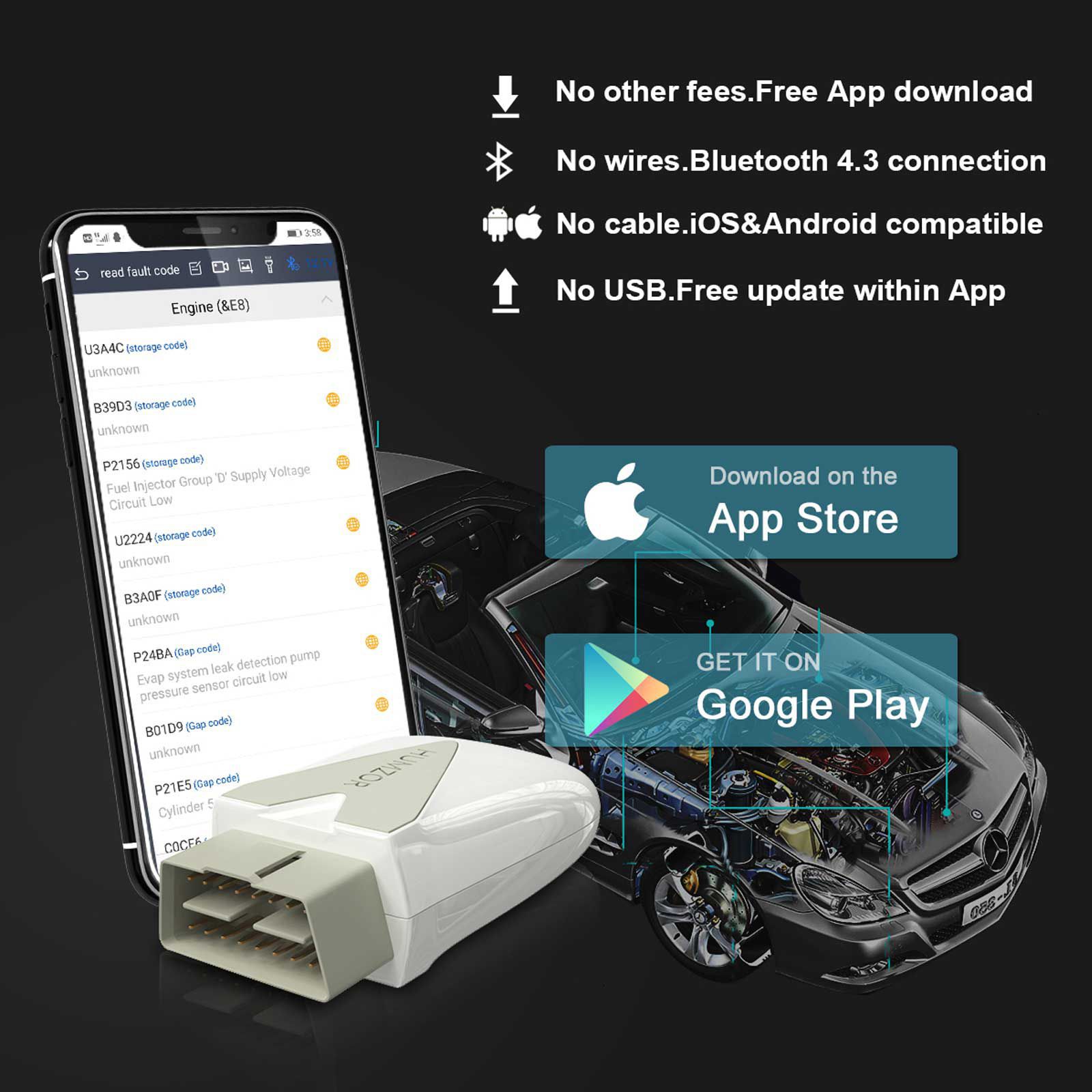 2023 Neueste Humzor NexzScan II NL100 Professionelle Bluetooth OBD2 Scanner OBD2 Auto Auto Diagnose Tool Code Reader für iOS Android