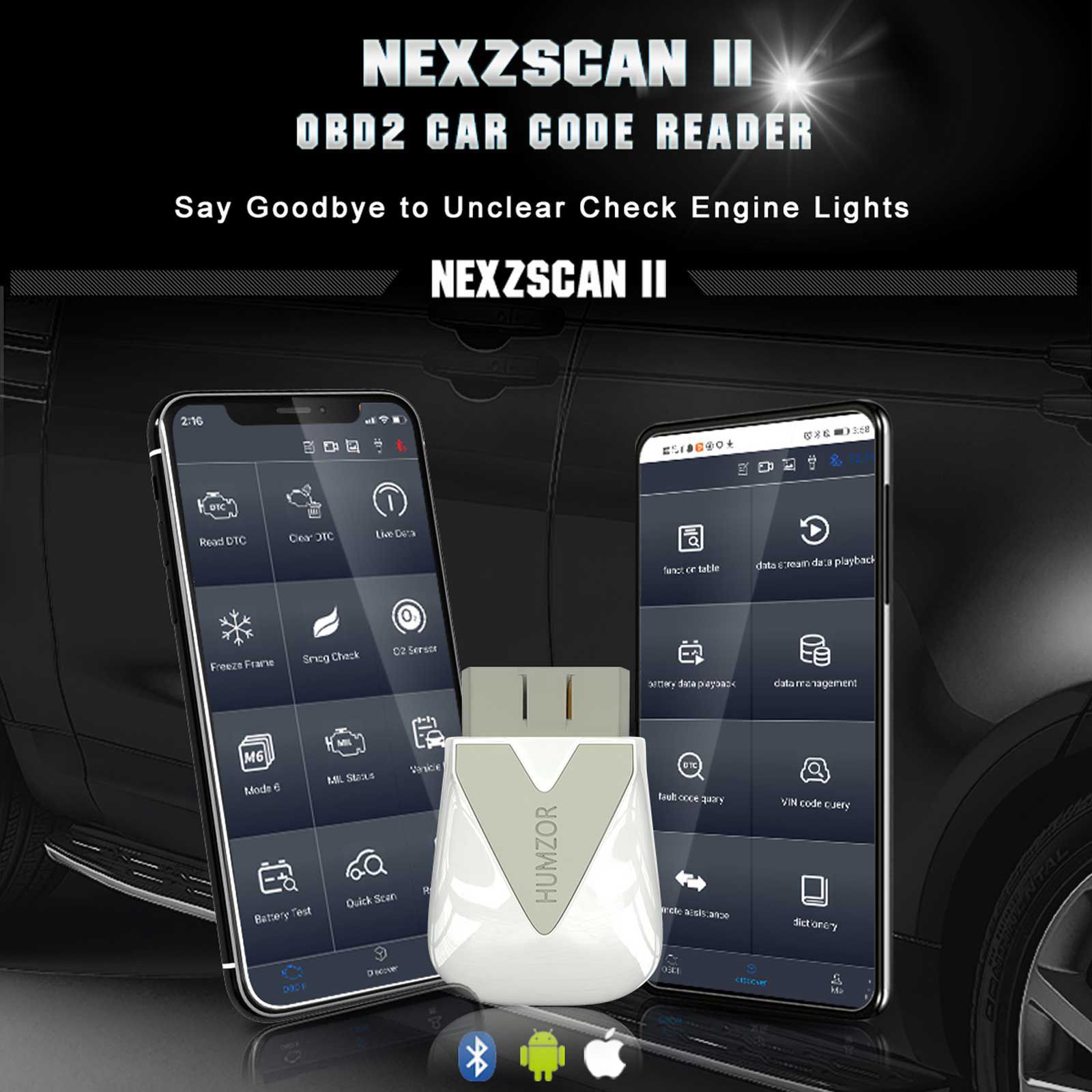 2023 Neueste Humzor NexzScan II NL100 Professionelle Bluetooth OBD2 Scanner OBD2 Auto Auto Diagnose Tool Code Reader für iOS Android