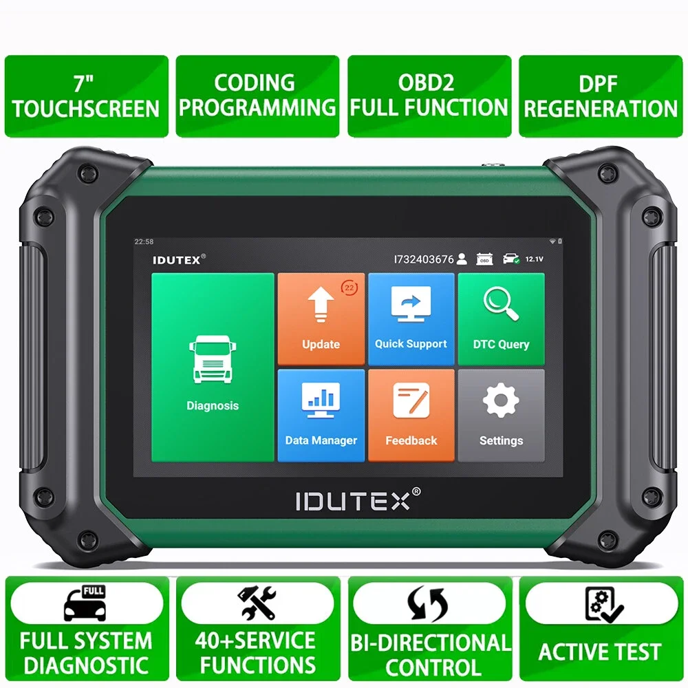 IDUTEX TS710 12V 24V Auto Heavy Duty Truck Scanner Bi-Directional Scan Alle System DPF Regen Betätigung Test Öl Diesel Diagnostik