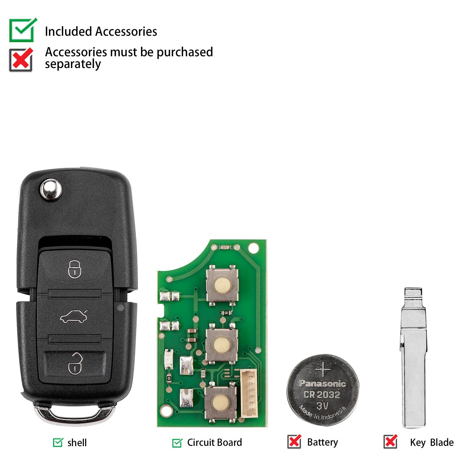 KEYDIY KD B01-3 Universal Flip Remote Key 3 Buttons for Volkswagen Type 5pcs/lot