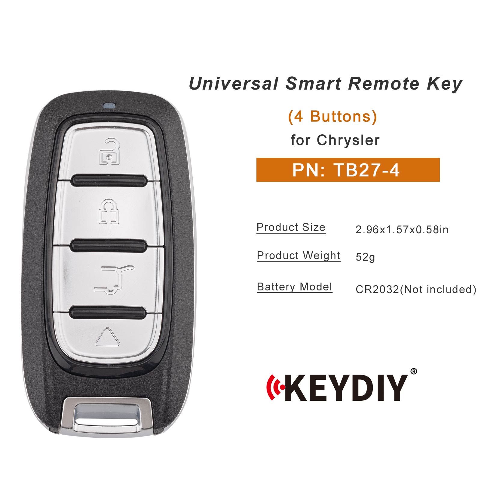 KEYDIY KD TB27-4 Universal Smart Remote Key 4 Tasten für Chrysler Typ 5pcs/lot
