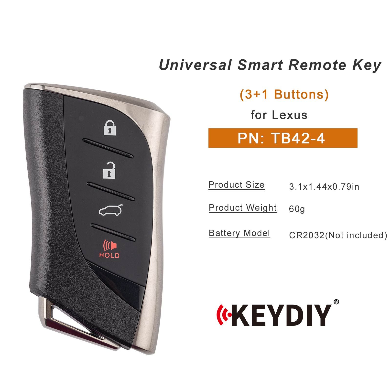 KEYDIY KD TB42-4 Universal Smart Remote Key 3+1 Buttons for Lexus Type 5pcs/lot