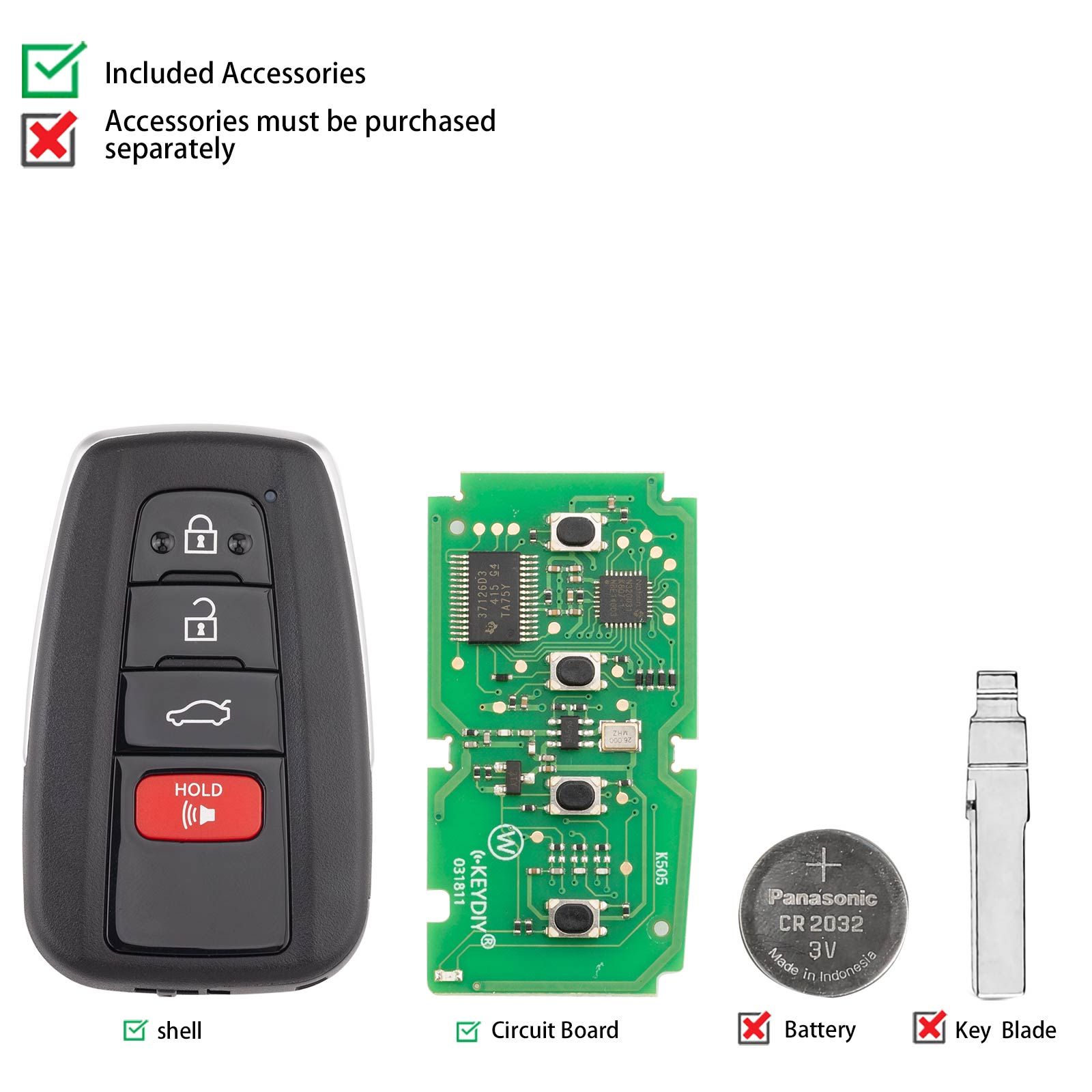 KEYDIY KD TDB36-4 Universal Smart Remote Key 3+1 Buttons for Toyota Type 5pcs/lot
