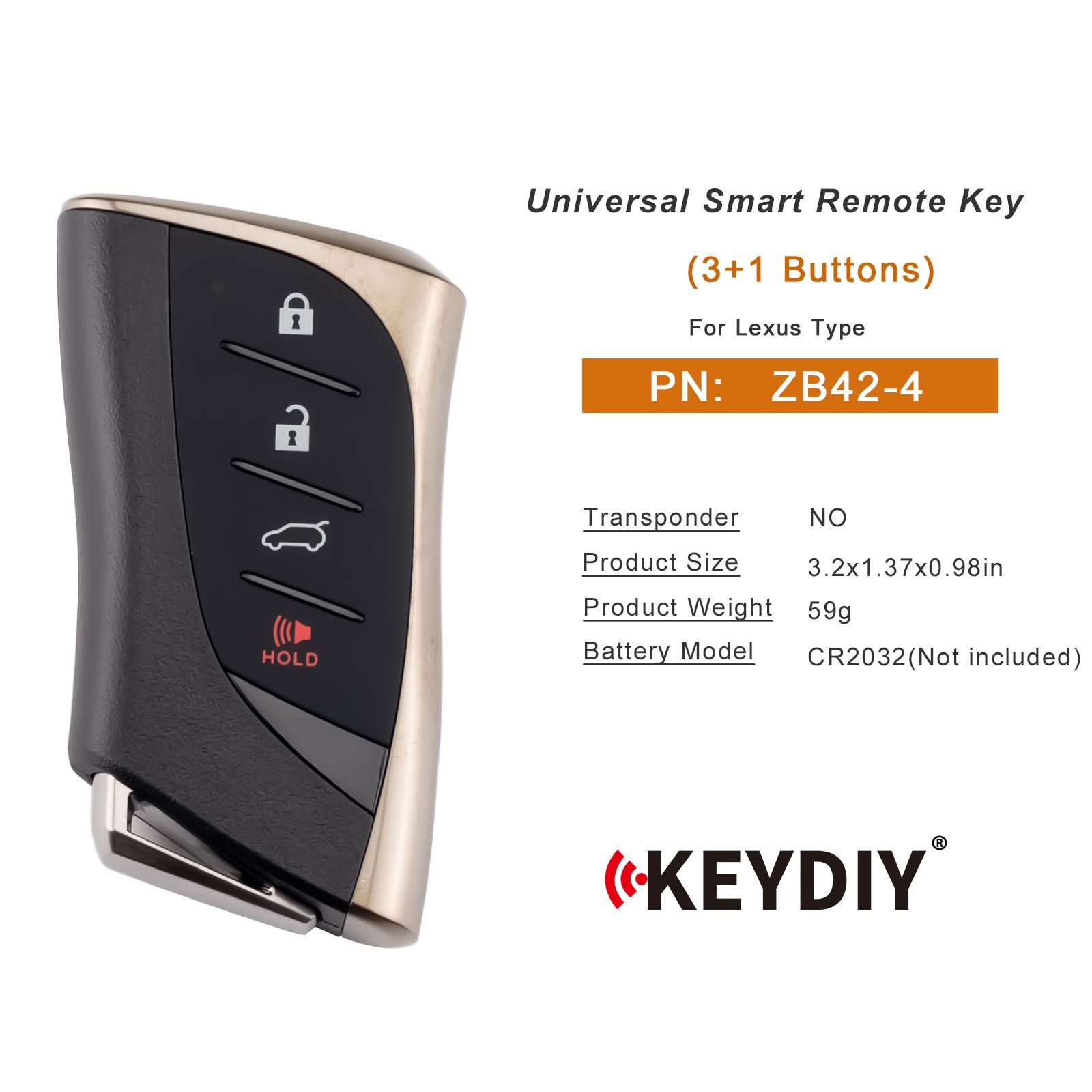 KEYDIY KD ZB42-4 Universal Smart Remote Key 3+1 Buttons for Lexus Type 5pcs/lot