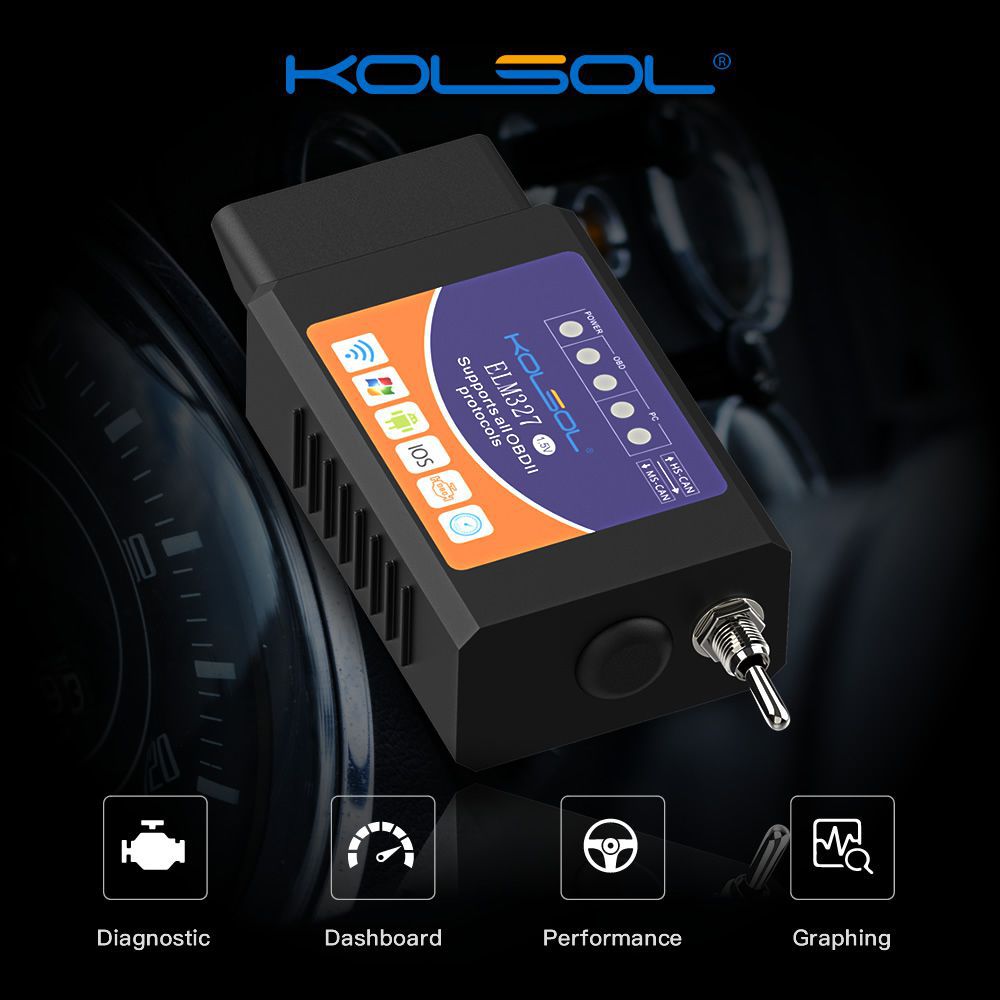 KOLSOL ELM327 WIFI OBD2 Scanner V1.5 ELM327 mit Switch Car Scanner