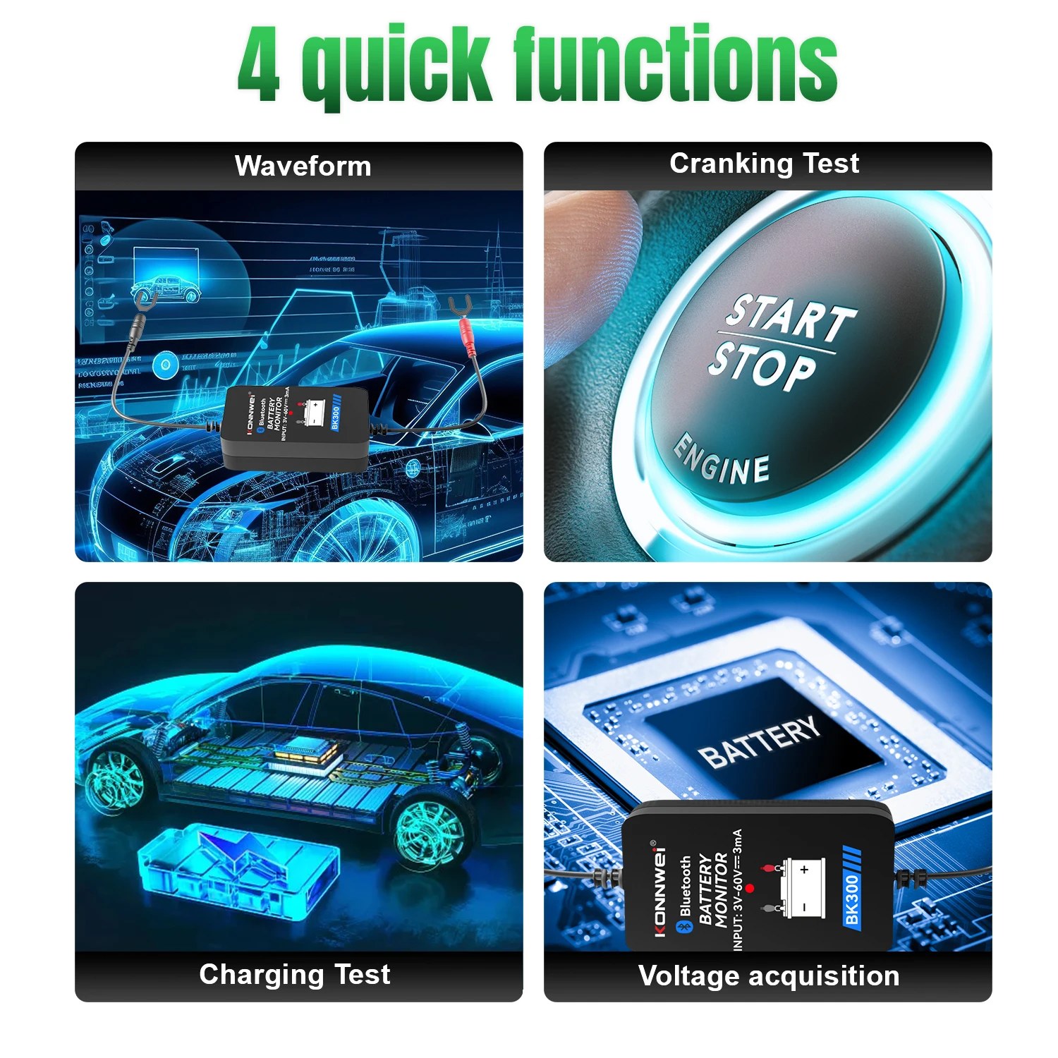 KONNWEI BK300 12V 24V Batteriemonitor 