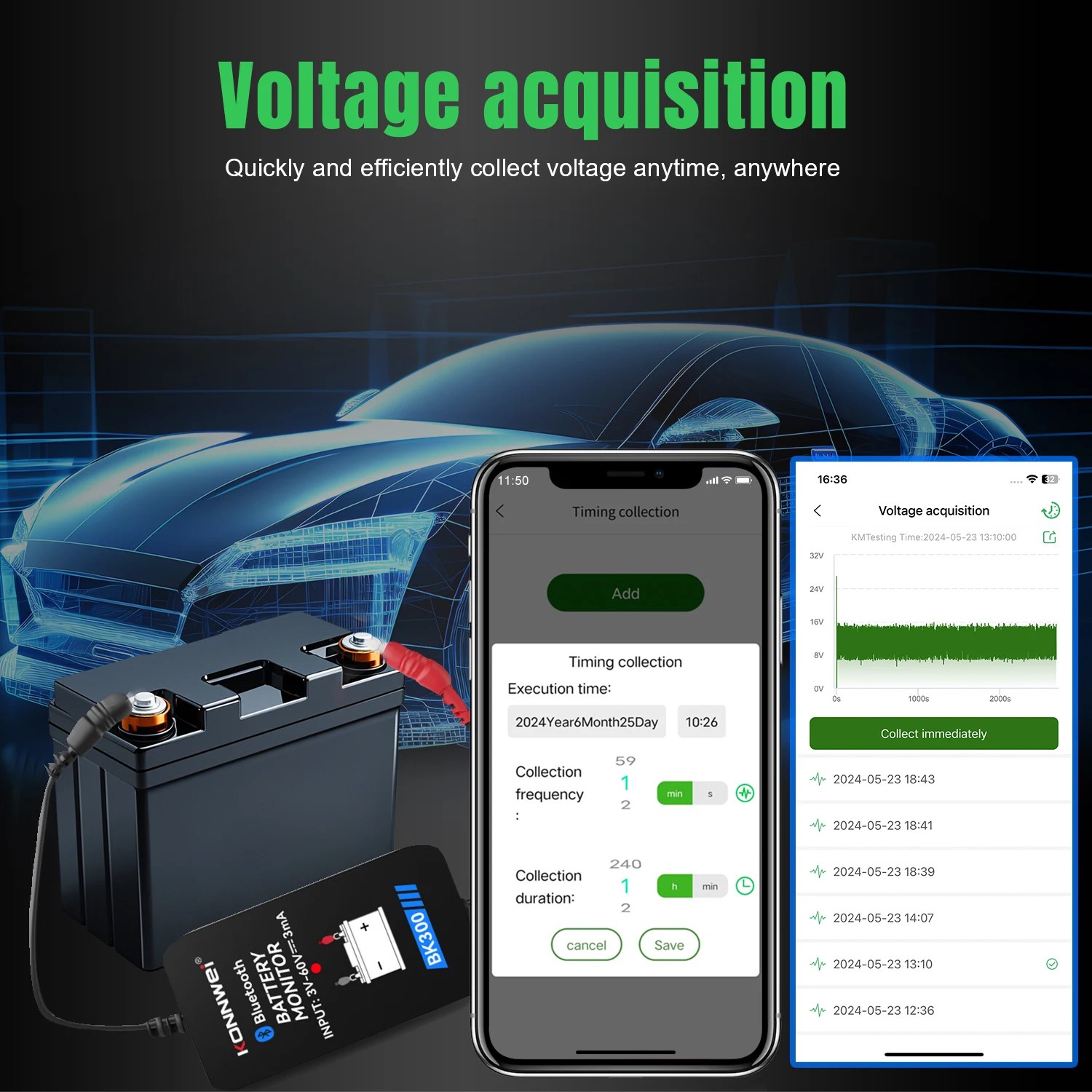 KONNWEI BK300 12V 24V Batteriemonitor 