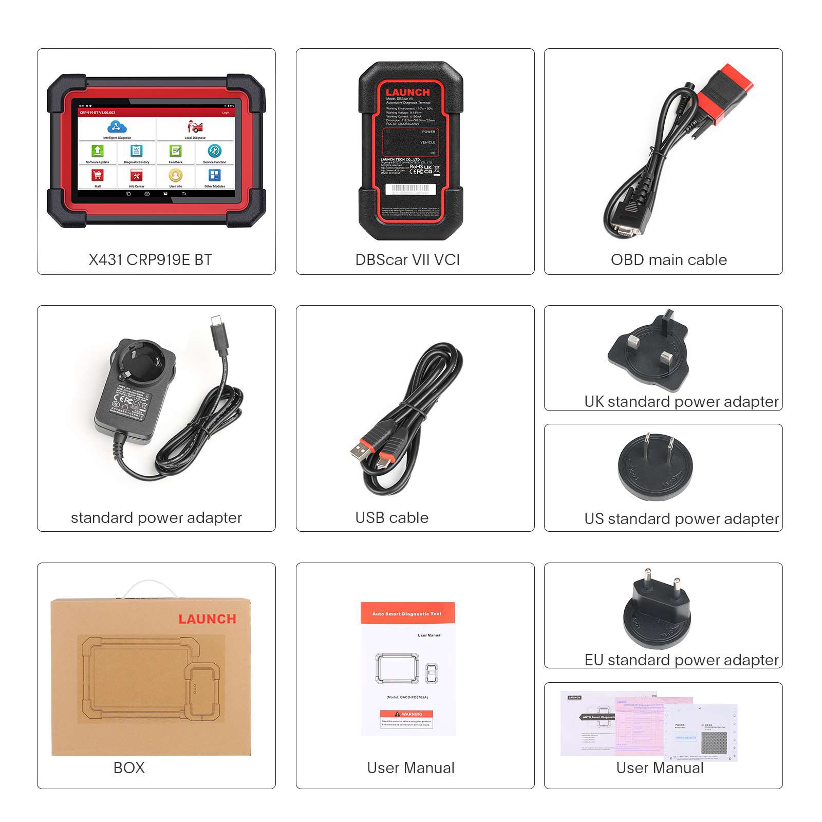 Starten Sie X431 CRP919E BT Auto Diagnosewerkzeug DBScar VII VCI Auto OBD OBD2 Scanner Aktive Test ECU Codierung CANFD DOIP 31+ Reset Services