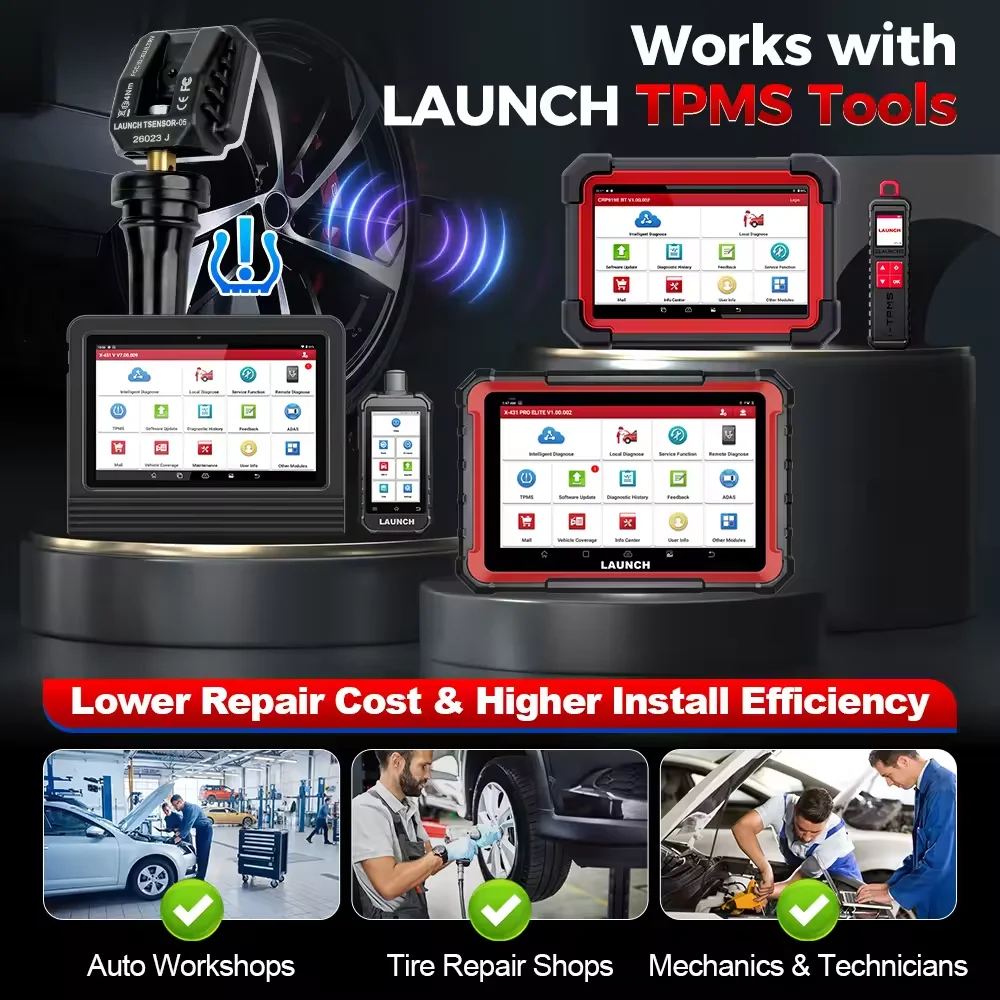Launch LTR05S 2in1 TPMS Sensor 315MHZ 433MHZ Aluminiumventil TPMS Sensor Reifenreparaturwerkzeug Reifendrucküberwachungssensor