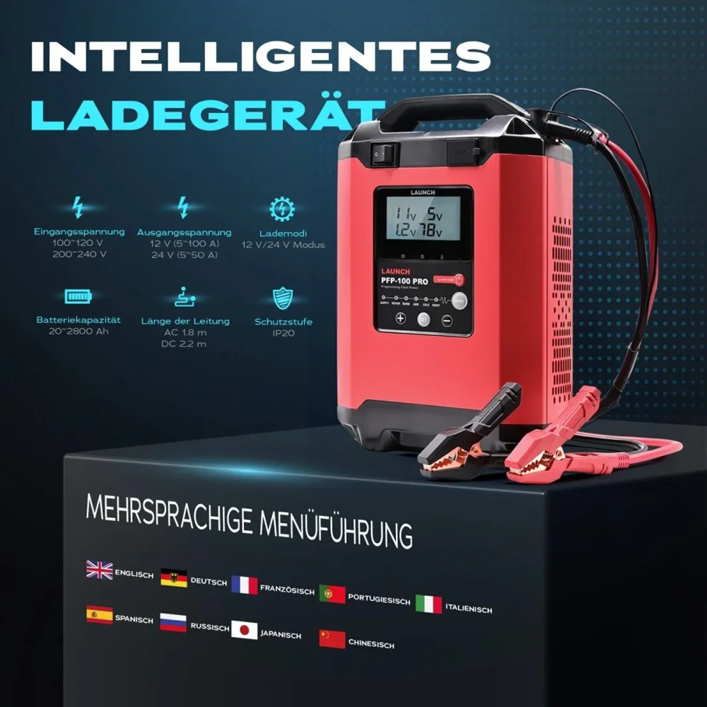 Launch PFP100 Pro ECU Programming Flash Power Auto Voltage Stabilizer Vehicle Battery Charger for Automotive Repair