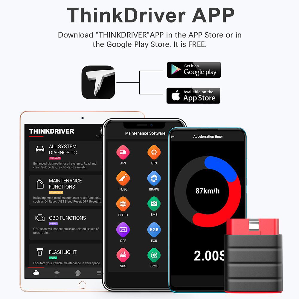 LAUNCH Thinkdriver Bluetooth OBD2-Scanner Kfz-OBD 2 IOS-Autodiagnose-Codeleser OBD Android-Scanner PK Thinkdiag AP200