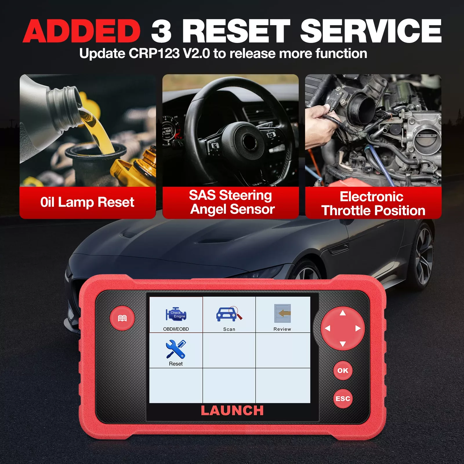 LAUNCH X431 CRP123 V2.0 Plus OBD2 Scanner Alle Systeme Auto Diagnosewerkzeuge Öl SAS ETC Service Code Reader Lifetime Freies Update