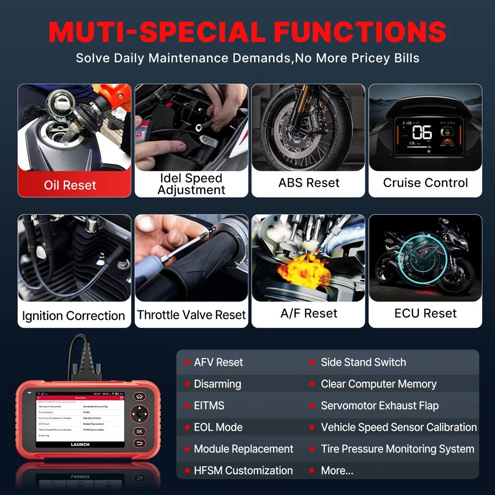 LAUNCH X431 CRP129 MT OBD Scanner – Motor Diagnose Tool für Motorräder mit Android-Betriebssystem