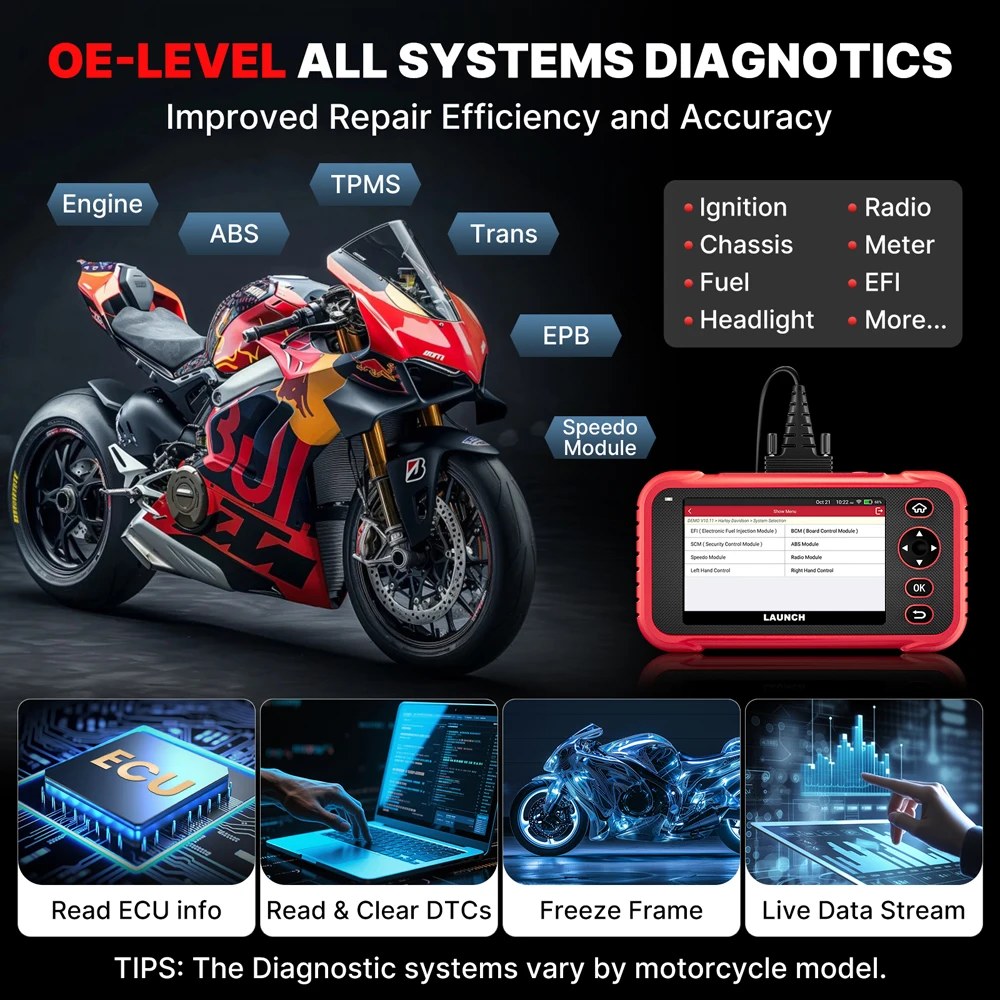 LAUNCH X431 CRP129 MT OBD Scanner – Motor Diagnose Tool für Motorräder mit Android-Betriebssystem