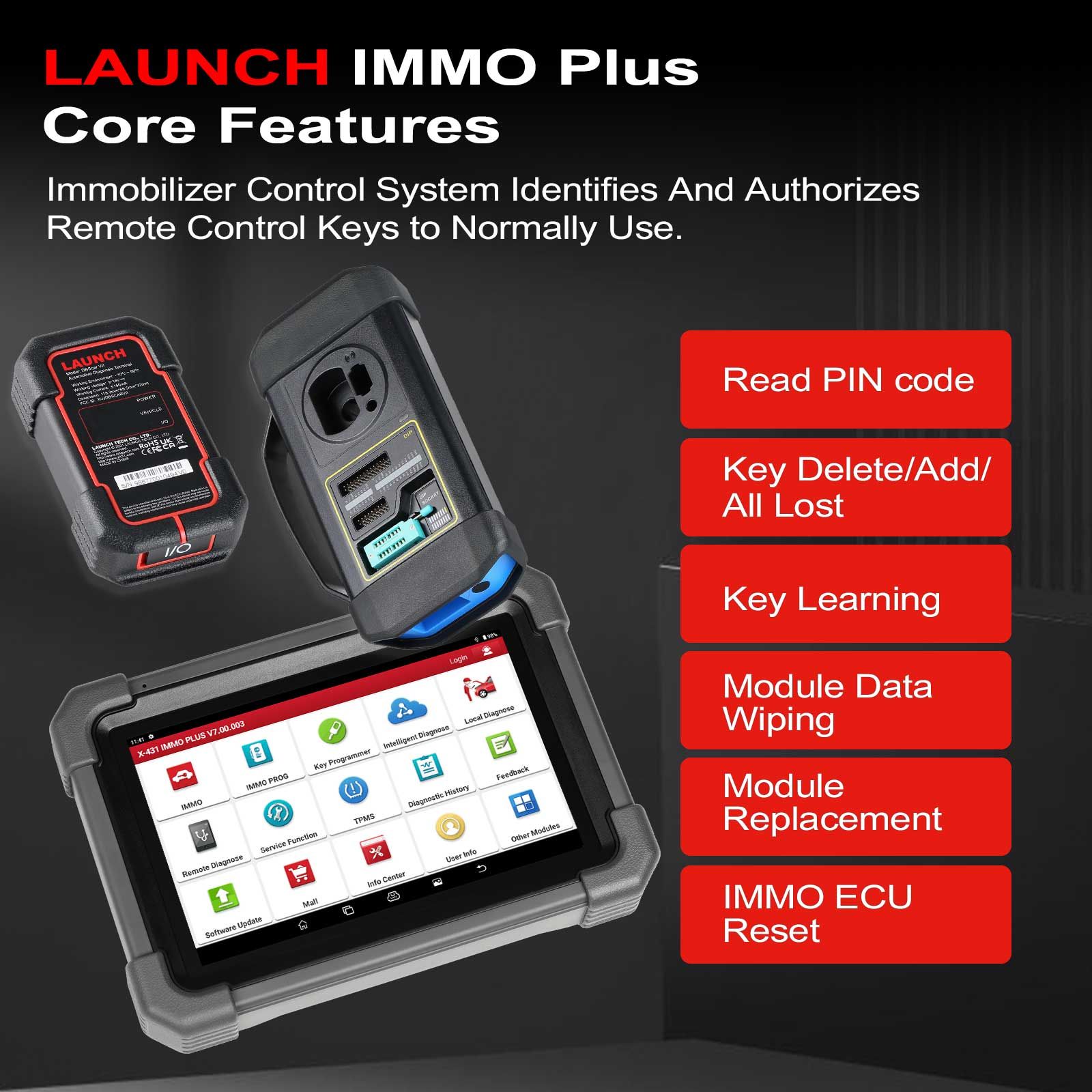 LAUNCH X431 IMMO PLUS Key Programmer with X-prog3 IMMO ECU Diagnostics 3-in-1 Supports ECU Coding, MQB RH850 BMW BDC2 Add Key